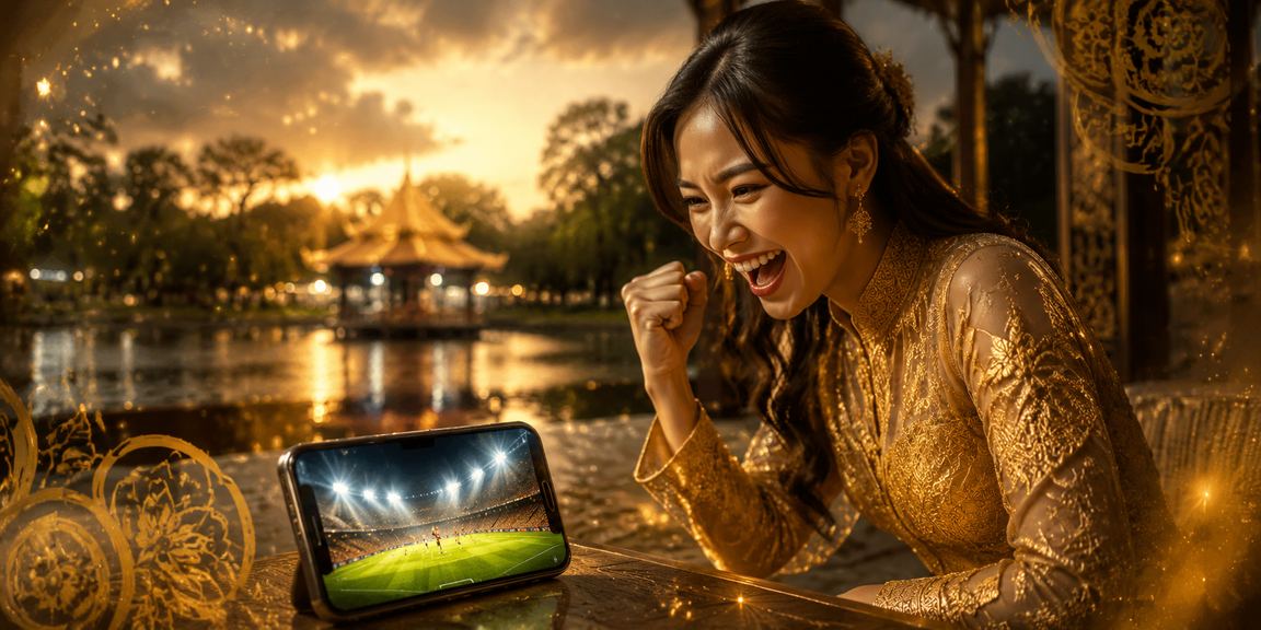 Pengguna Malaysia bermain kasino roulette melalui telefon pintar dengan rekaan kebaya tempatan